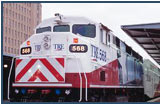 A train provides mass transit options.