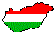 Hungarian flag in shape of the country