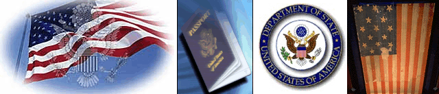 Images of American Flag, Department of State Seal, and U.S. passport