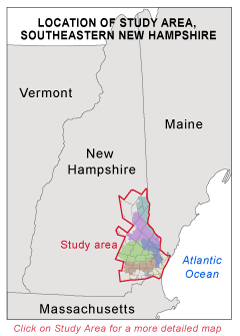 location map for groundwater study in southeastern NH; click for details
