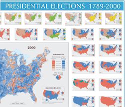 This image is a portion of the Presidential Elections Map 
1789-2000.  It also links to a reduced scale rendition of the map.