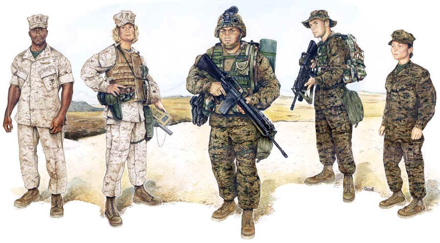 Combat Utility Uniform Plate (5 Marines in Combat Utes in various poses)