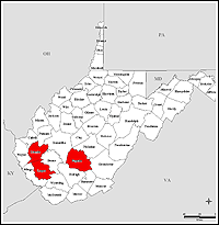 Map of Declared Counties for Disaster1536