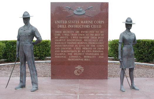 Marine Corps Recruit Depot's Drill Instructor monument honors all United States Marine Corps drill instructors.