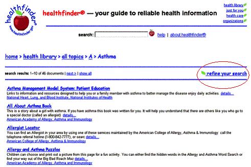 Figure 6: Screen capture of topic search page.