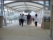 Pentagon commuters taking advantage of the shorter walk made possible by the new covered patwhay to the building