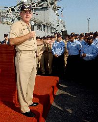 Chief of Naval Operations, Adm. Vern Clark, talks to Sailors.