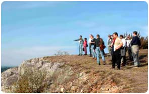 attendees at a Hydrogeologic Database workshop inspecting a field site