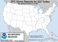 Today's storm reports received in the past hour