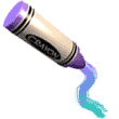 Link to Learning Web's coloring pages. Icon shows a purple crayon drawing a colorful swerve line.