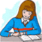 Image of girl at a desk doing homework linking to the Kids Homework page