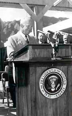 President Eisenhower dedicates new building for radio wave propogation laboratory.
