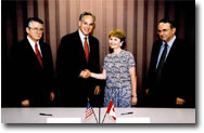U.S. and Canadian Transportation officials following signing of the Memorandum of Cooperation on Short Sea Shipping.