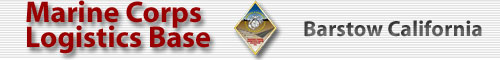 Banner graphic of Marine Corps Logistics Base Barstow California with base logo.