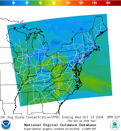 Graphic of Experimental Air Quality for the Northeastern US