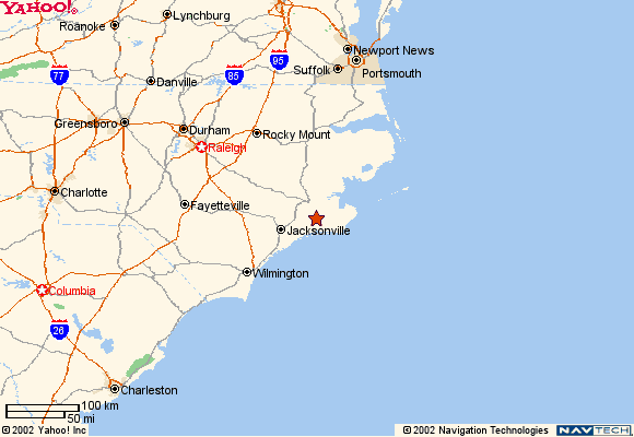 Map of Eastern Carolina