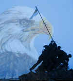 A Photo of the Marines Planting a Flag with an Eagle Silhouette
