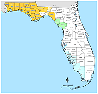 Map of Declared Counties for Disaster1551