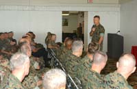 Commandant addressing base personnel 20