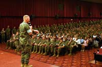 Commandant addressing base personnel