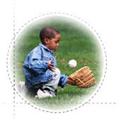Little boy with baseball & glove