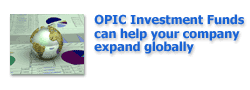 OPIC investment funds can help your company expand globally - photo: globe resting on a stack of charts
