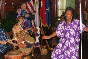 Entertainment provided by the Sisters and Brothers African Drummers.