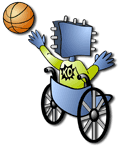 KQ playing basketball while in a wheelchair