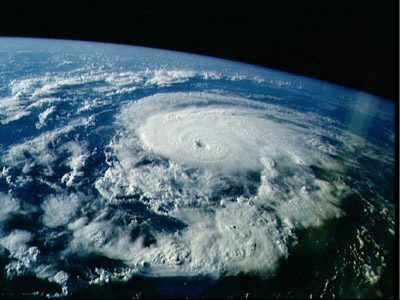 Photo of Hurricane Iniki from space.  NASA photograph.