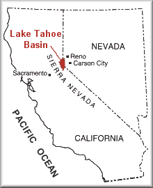 Locator map of Lake Tahoe.