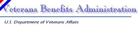 Veterans Benefits Administration Text with Red, White, and Blue Corner Piece Header