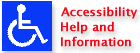 Accessibility Help and Information with logo of wheelchair