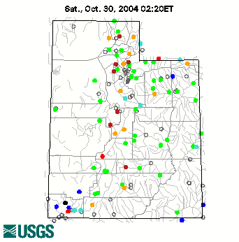 Daily Streamflow Conditions for Utah map