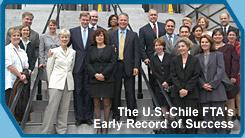 USTR?s negotiating team for the U.S.-Chile Free Trade Agreement poses for a photo outside of the Eisenhower Executive Office Building in Washington, D.C. (USTR File Photo)