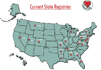 Current State Registries as of November 2001 - Map of United States