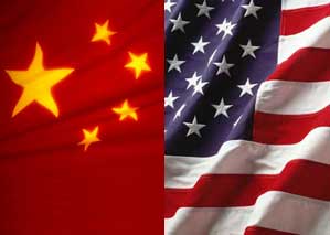 Chinese and American Flags