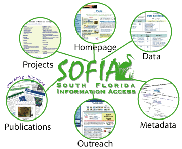 graphic showing South Florida Information Access is comprised of projects, data, publications, metadata, and outreach
