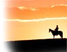 Silhouette of a Native American on a horse in Monument Valley, Utah
