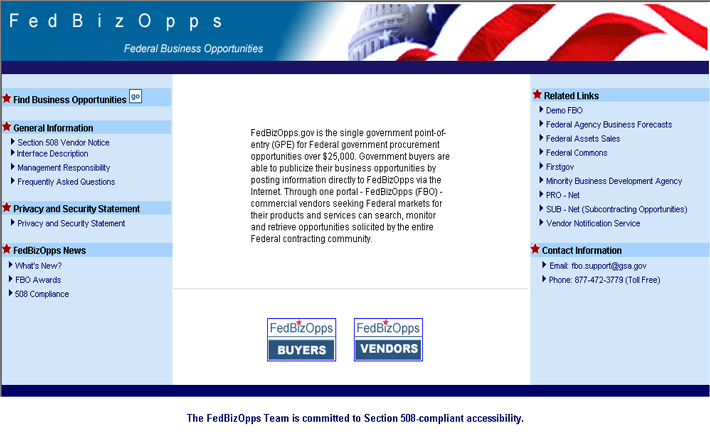 Figure 3.1: FedBizOpps Home Page 