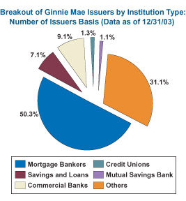 Breakout of Ginnie Mae Issuers by Institution Type Pie Chart