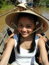 A U.S. Fulbright student taking a fieldtrip on the Mekong River