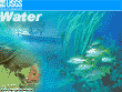 Wallpaper of WATER. Image shows a collage of a school of fishes, a young girl drinking water from a water fountain, and two men in a boat.