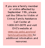 link to Office for Victim of Crimes Family Assistance - Call Center 1-800-331-0075