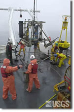 A tripod being readied for deployment