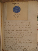 An early description and hand-drawn color diagram of the gem now known as the Hope Diamond, from the 1812 records of a London diamond merchant. This document is one of the gems in the Library's special Kunz collection.