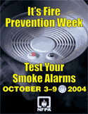 picture of smoke alarm, Nat'l Fire Protection Week Logo
