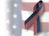 Close-up of a red, white, and blue ribbon