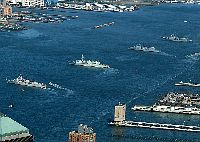 The ships of NATO Standing Naval Force Atlantic (SNFL) 2004, turn around as part of a Parade of Ships during a port visit to New York City.
