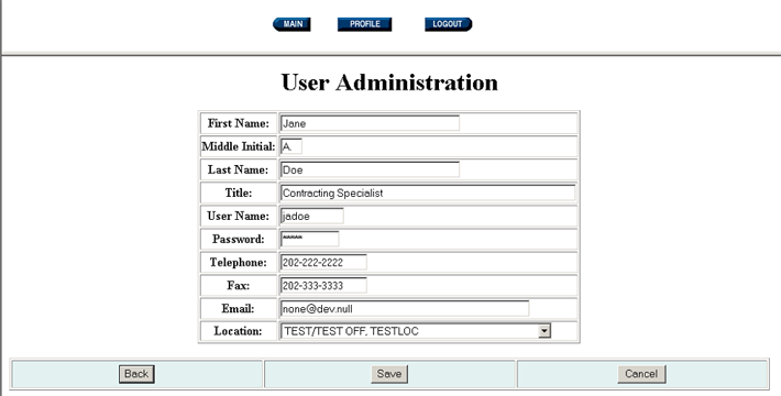 Figure 37: User's Profile Information