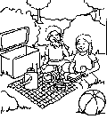 Link to larger image to print and color. Using a cooler for picnic lunch.